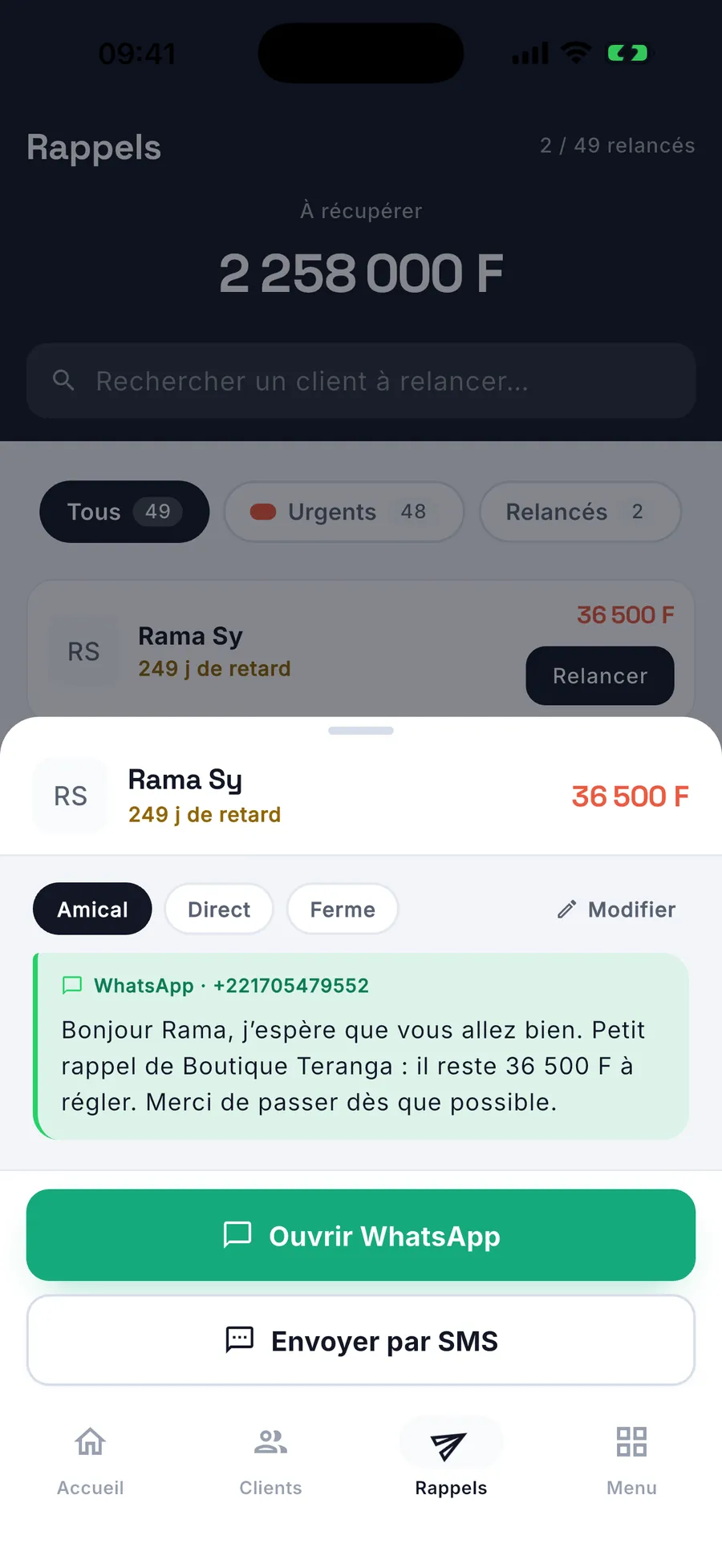Karnet — rappel WhatsApp prêt à envoyer